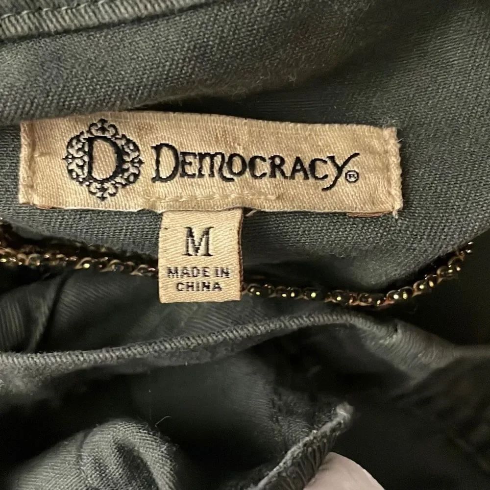 Democracy Olive Green Studded Lace Back Accent Cargo Jacket sz M - Picture 4 of 10